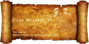 Zier Kristóf névjegykártya